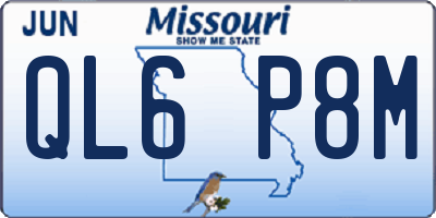 MO license plate QL6P8M