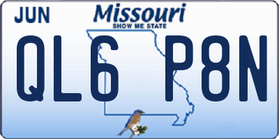 MO license plate QL6P8N