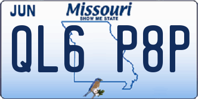MO license plate QL6P8P