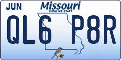 MO license plate QL6P8R