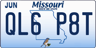 MO license plate QL6P8T