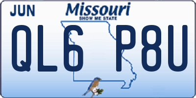 MO license plate QL6P8U