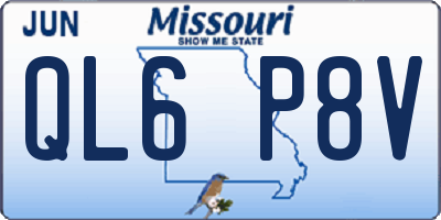 MO license plate QL6P8V