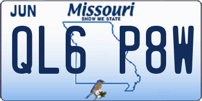 MO license plate QL6P8W