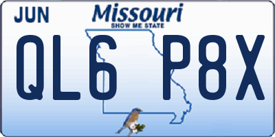 MO license plate QL6P8X