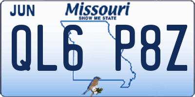MO license plate QL6P8Z
