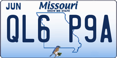 MO license plate QL6P9A