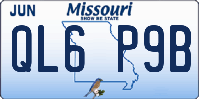 MO license plate QL6P9B