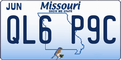 MO license plate QL6P9C