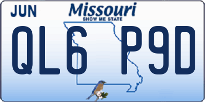 MO license plate QL6P9D
