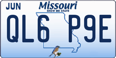 MO license plate QL6P9E