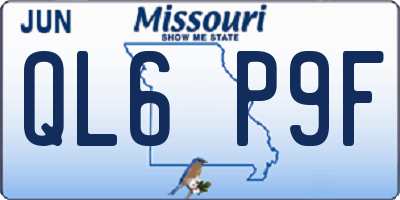 MO license plate QL6P9F