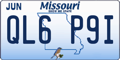 MO license plate QL6P9I