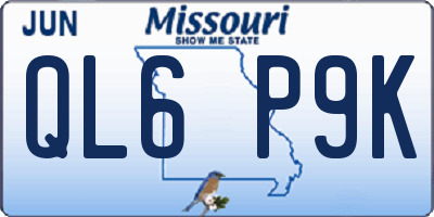 MO license plate QL6P9K