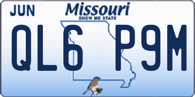 MO license plate QL6P9M