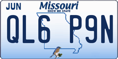 MO license plate QL6P9N