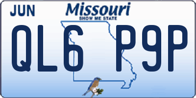 MO license plate QL6P9P