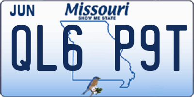 MO license plate QL6P9T