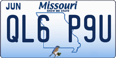 MO license plate QL6P9U
