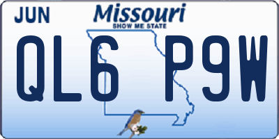 MO license plate QL6P9W