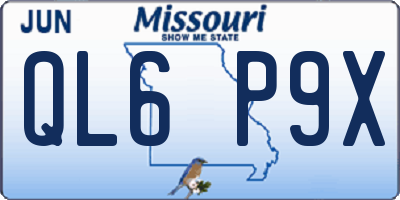 MO license plate QL6P9X