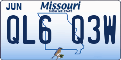 MO license plate QL6Q3W