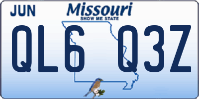 MO license plate QL6Q3Z