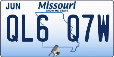 MO license plate QL6Q7W