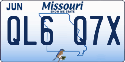MO license plate QL6Q7X