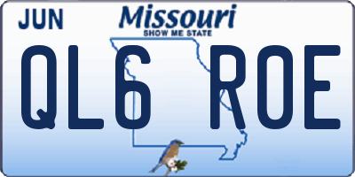 MO license plate QL6R0E