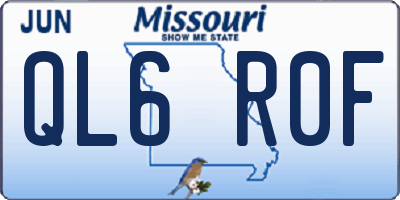 MO license plate QL6R0F