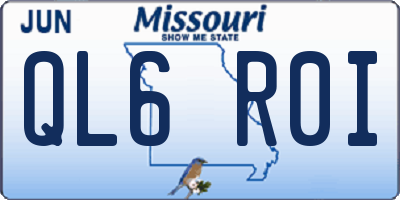 MO license plate QL6R0I