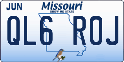 MO license plate QL6R0J