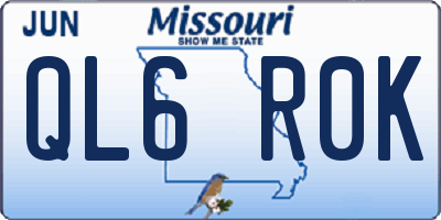 MO license plate QL6R0K