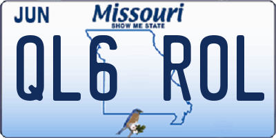 MO license plate QL6R0L