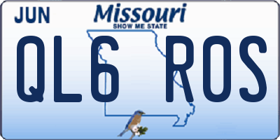 MO license plate QL6R0S