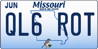 MO license plate QL6R0T