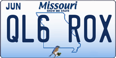 MO license plate QL6R0X