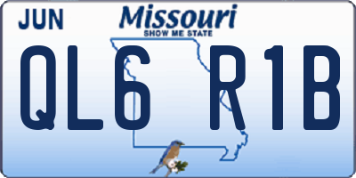MO license plate QL6R1B