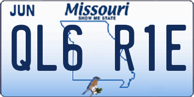 MO license plate QL6R1E