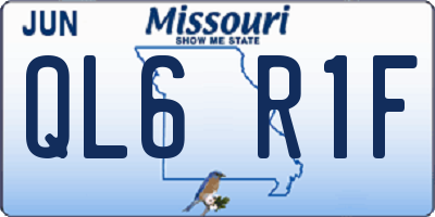 MO license plate QL6R1F