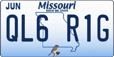 MO license plate QL6R1G