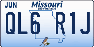 MO license plate QL6R1J