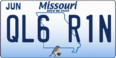 MO license plate QL6R1N