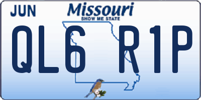 MO license plate QL6R1P
