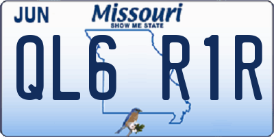 MO license plate QL6R1R