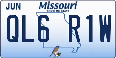 MO license plate QL6R1W