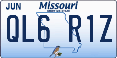 MO license plate QL6R1Z