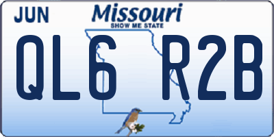 MO license plate QL6R2B