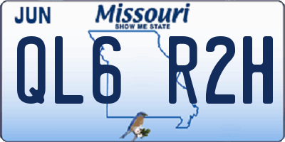 MO license plate QL6R2H